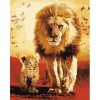 REF145 - PEINTURE PAR NUMEROS - KIT DIY - LE LION ET SON LIONCEAU