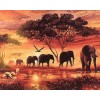 REF104 - PEINTURE PAR NUMEROS - KIT DIY - LA MARCHE DES ELEPHANTS